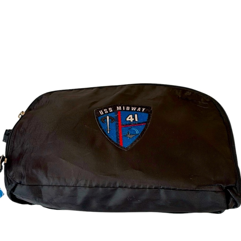USS Midway backpack in a pouch, collectors item, black,many compartments, unisex